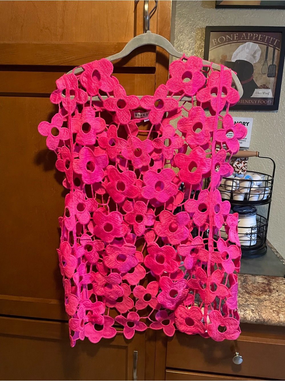 Ted Baker Hot Pink Floral Crochet Tank Top